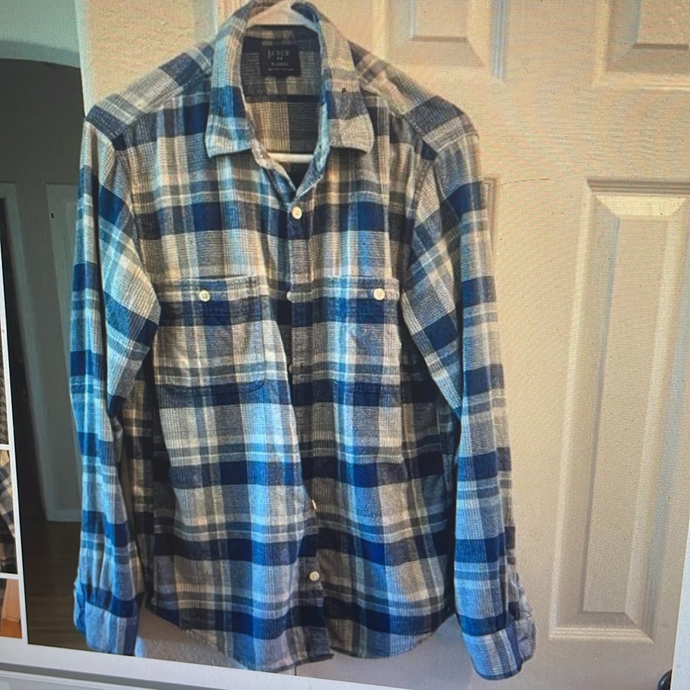 J. Crew blue/grey plaid flannel shirt M